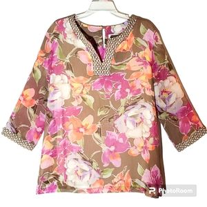 Alfred Dunner women's plus size 18 floral multi-colored pullover blouse. 928